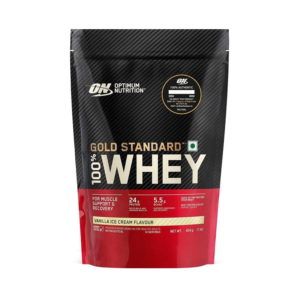 Optimum Nutrition Gold Standard 100% Whey Protein Powder Vanilla Ice Cream 1 LB