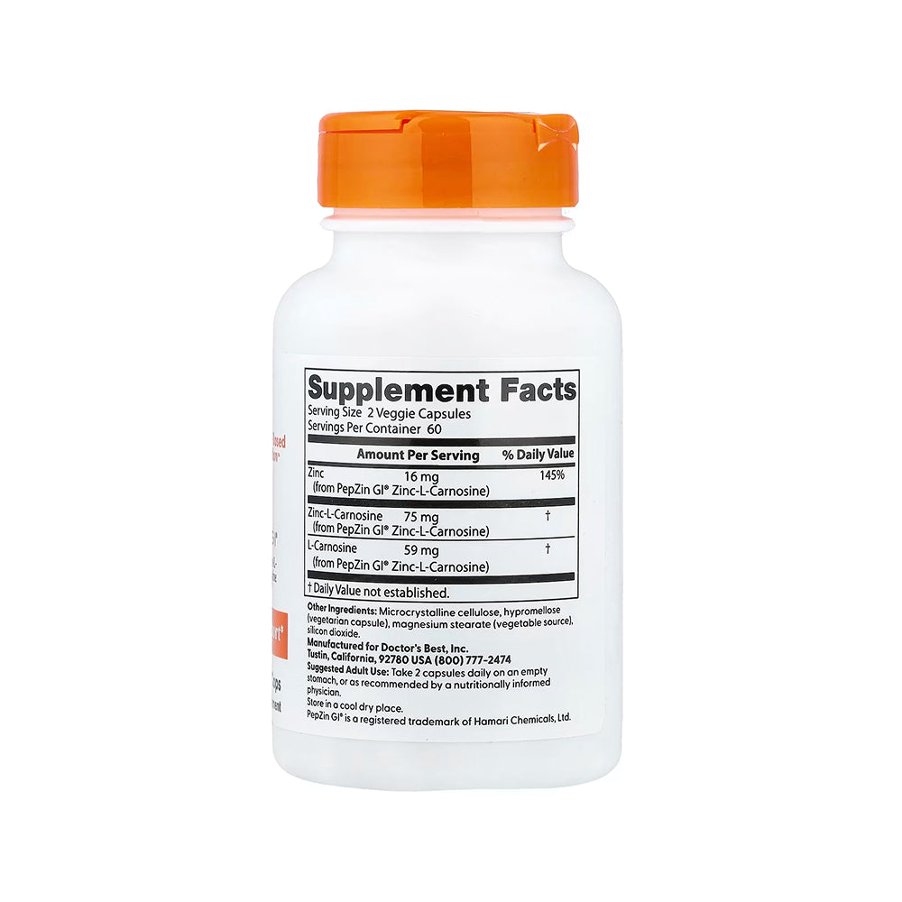 Doctor's Best PepZin GI Zinc-L-Carnosine Complex - 120 Veg Caps