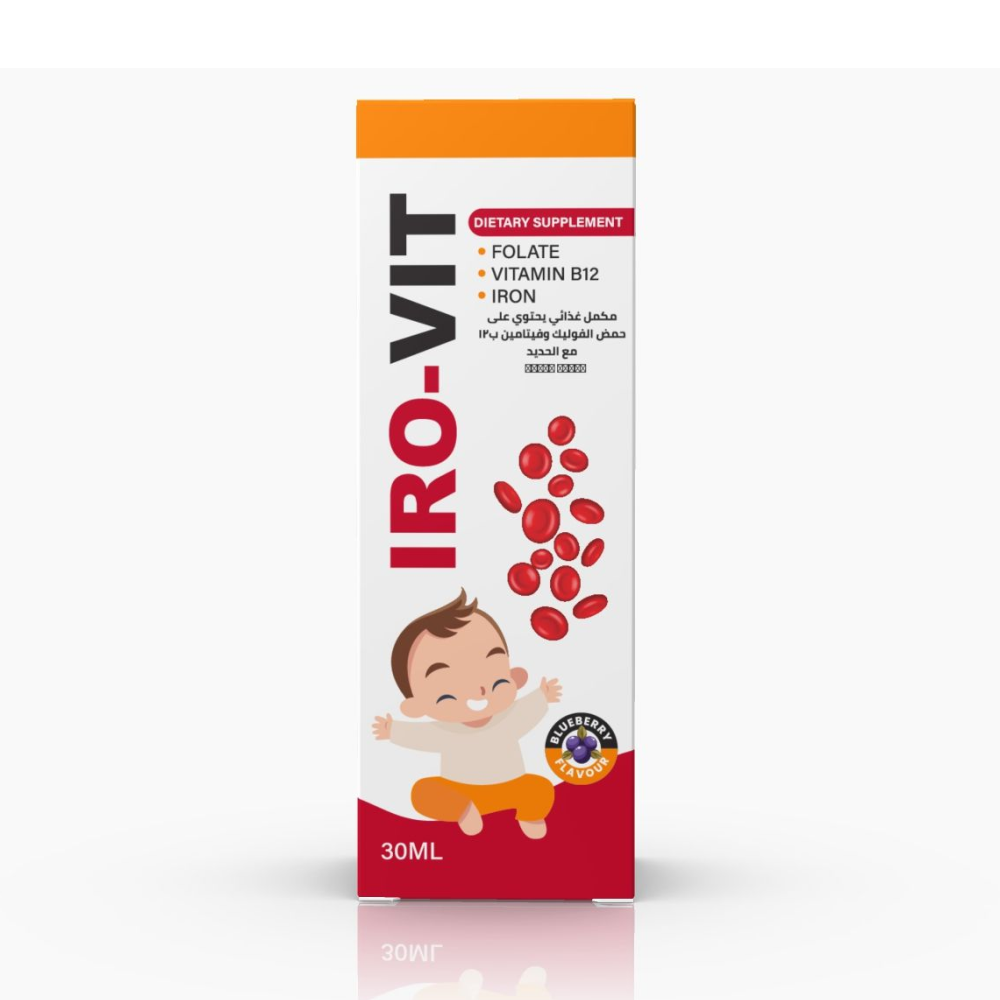Irovit، مكمل غذائي، حمض الفوليك، فيتامين B12 والحديد - 30 مل