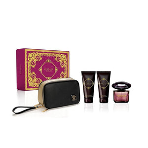 مجموعة Versace Crystal Noir الهدية 4 قطع (Edt 90 مل + جل الاستحمام 100 مل + لوشن الجسم 100 مل + Black and Go)