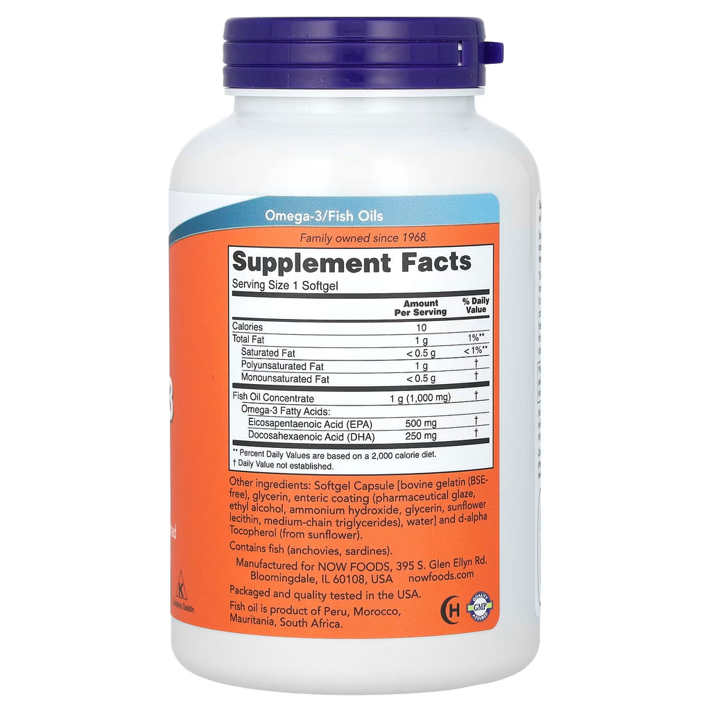 NOW Foods  ناو فودز‏, زيت السمك الغني بأوميجا-3 الفائق، 180 كبسولة هلامية