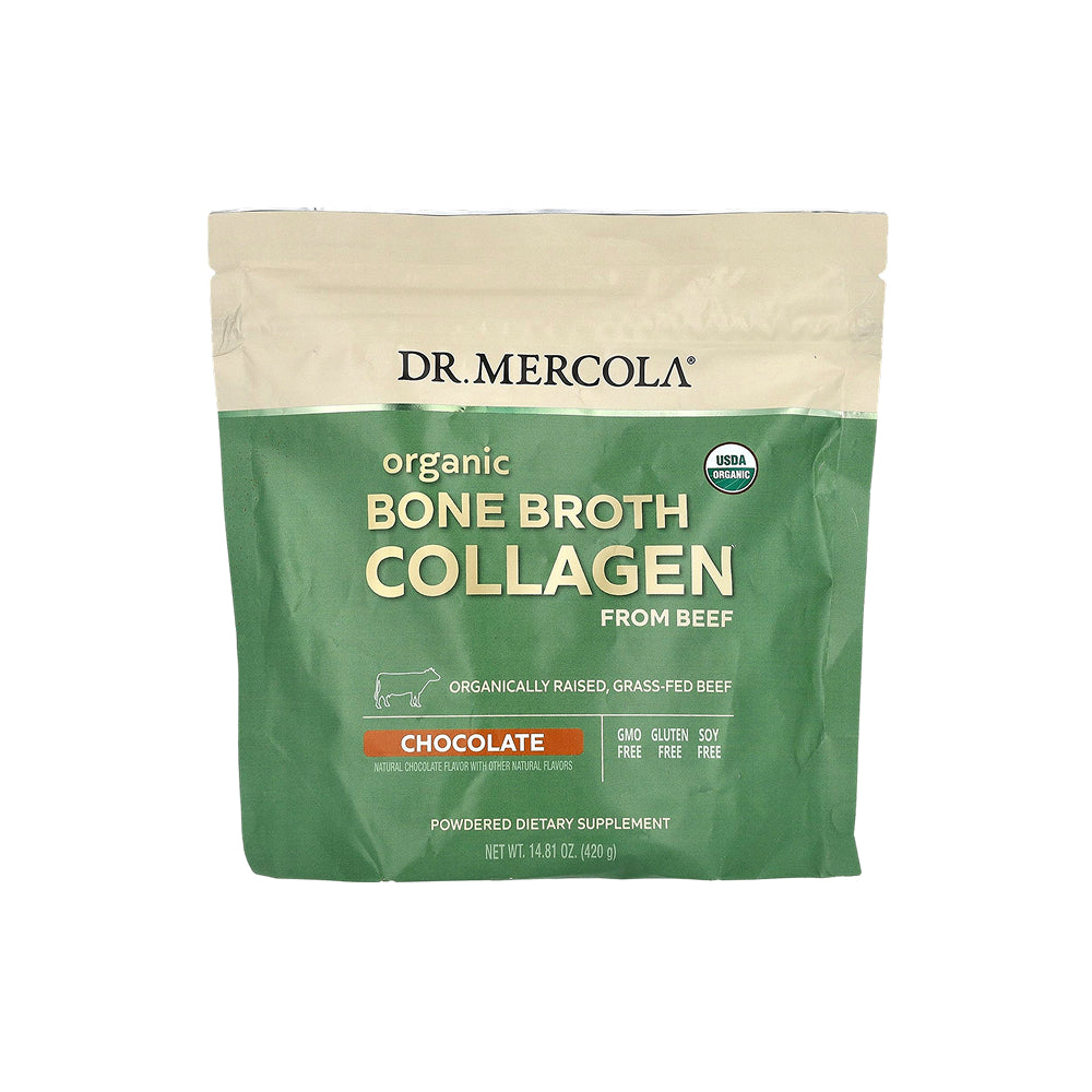 مسحوق Dr. Mercola العضوي لمرق العظام بالكولاجين (الشوكولاتة) 14.81 أونصة (420 غ)