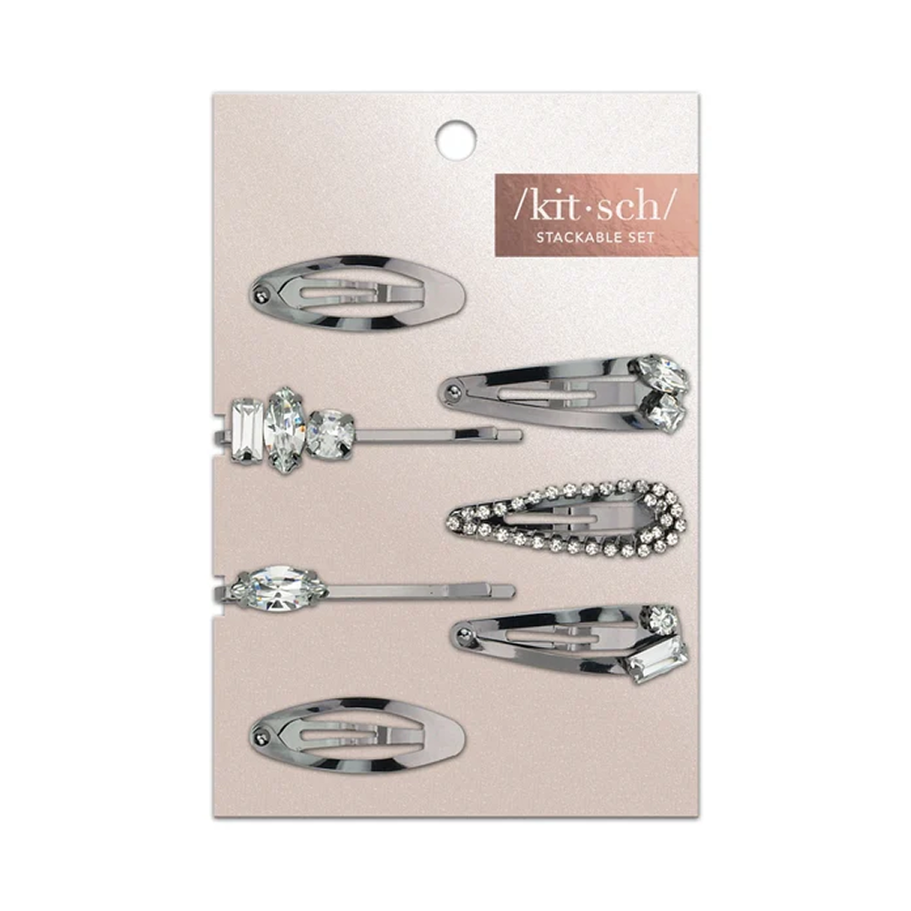 Kitsch - Micro Stackable Snap Hair Clips 7pc Set in Hematite
