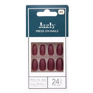 Jazly artificial nails 8 drip red coffin shape