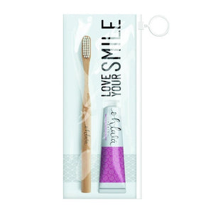 Ohlala travel set toothpaste with blackberry and mint 15 ml + small bamboo toothbrush