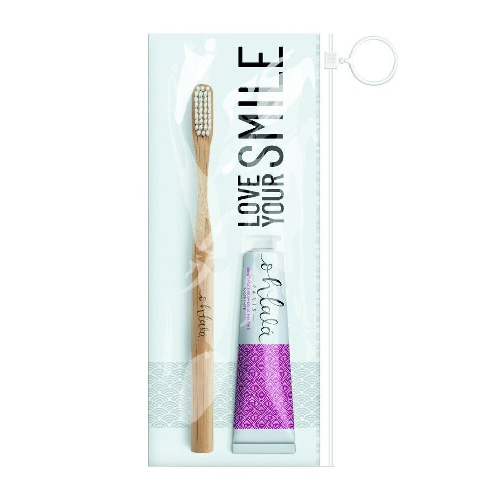 Ohlala travel set toothpaste with blackberry and mint 15 ml + small bamboo toothbrush