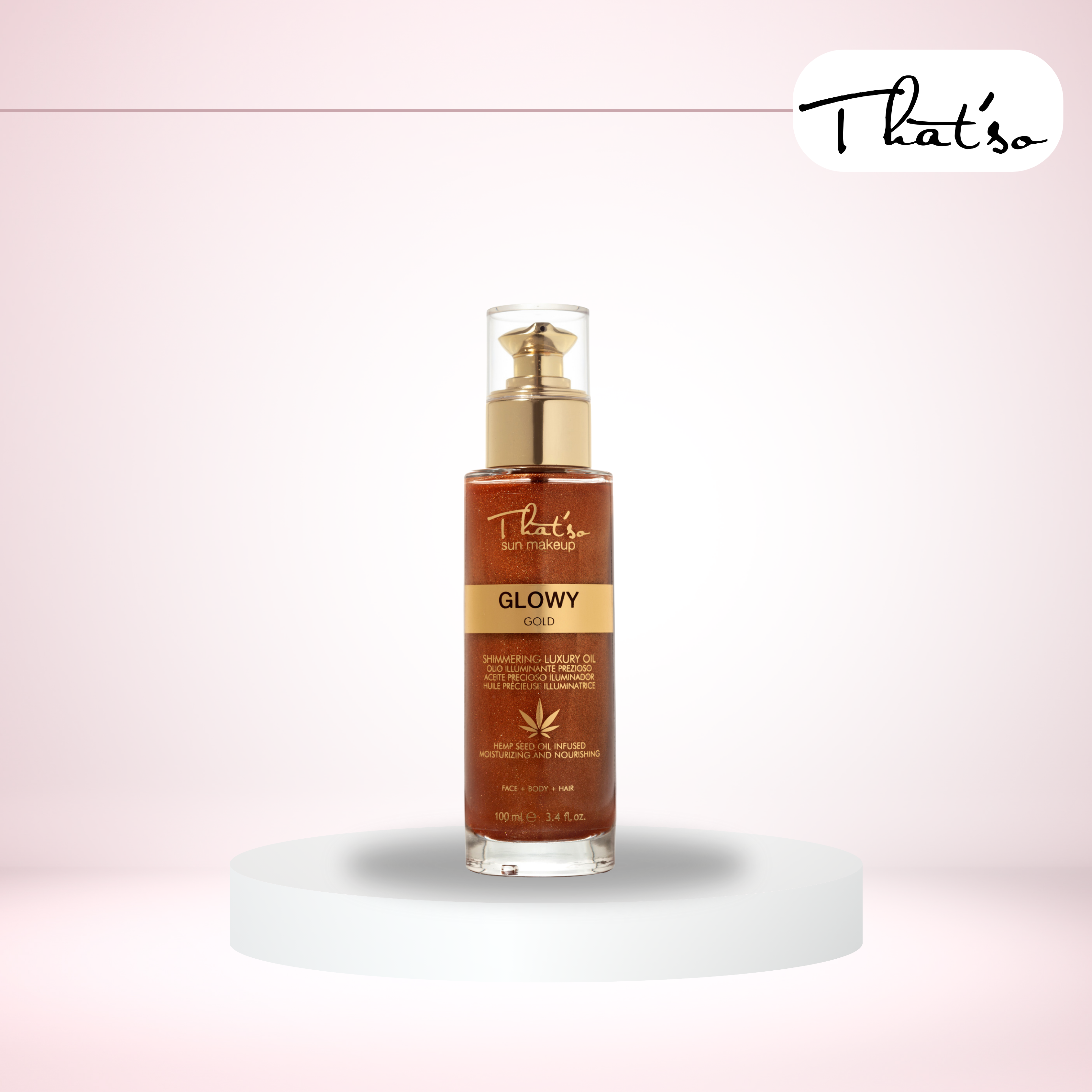 That'so Glowy Gold Dry Oil – Hemp & Vitamin E Shimmer Body Oil 100ml