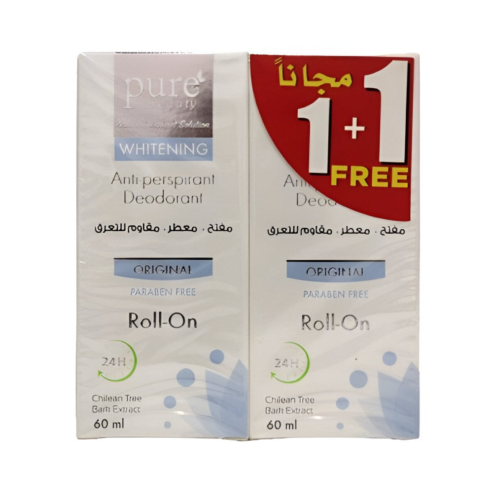 Pure beauty deodorant roll on 60ml whitening 1 + 1 free orignal