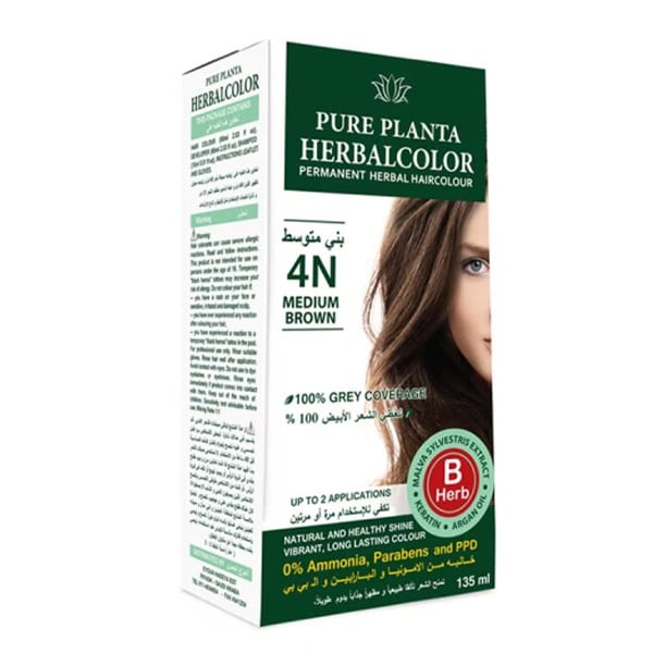 Pure Planta Ammonia-Free Hair Color 135ml 4N Medium Brown