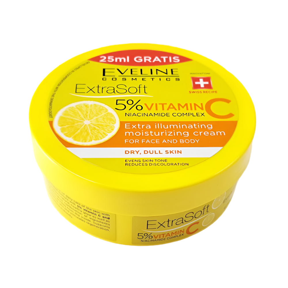 Eveline Cream 200ml Extra Soft 5% Vitamin C Niacinamide Complex Face & Body Illuminate