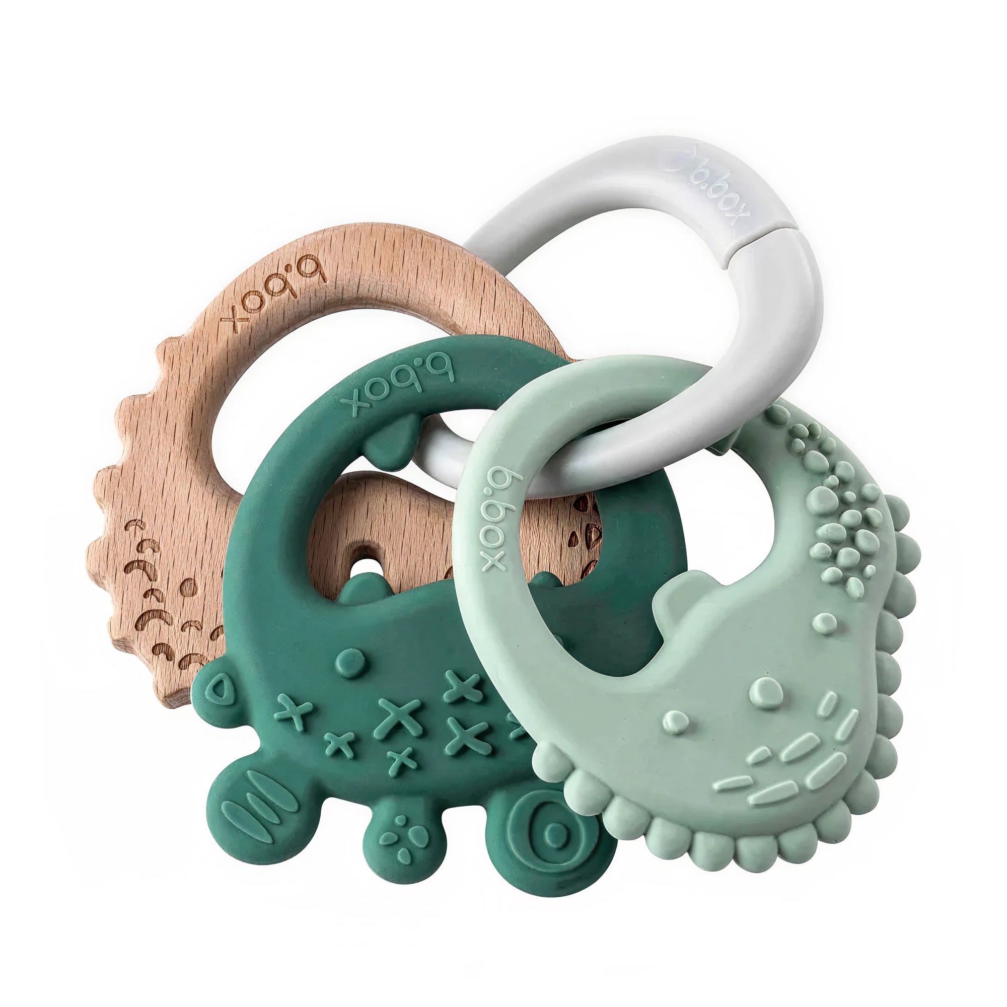 B.Box Trio Teether for Babies حكاكة أسنان ثلاثية الألوان للأطفال الرضع لون أخضر