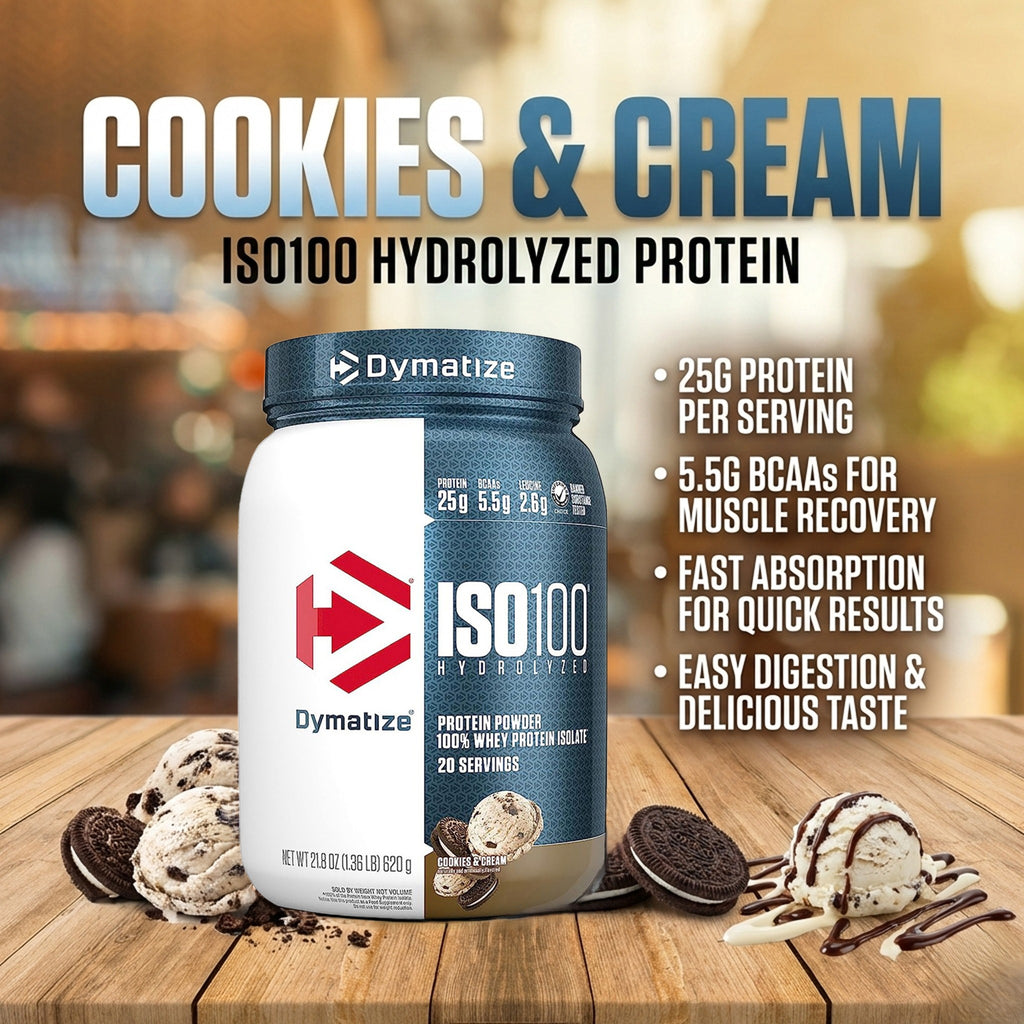 Dymatize ISO 100 Whey Protein Isolate – Cookies & Cream – 1.36 LB