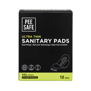 Pee Safe Pads 12Pads XXL Ultra Thin Pads With Wings Long Night Extra