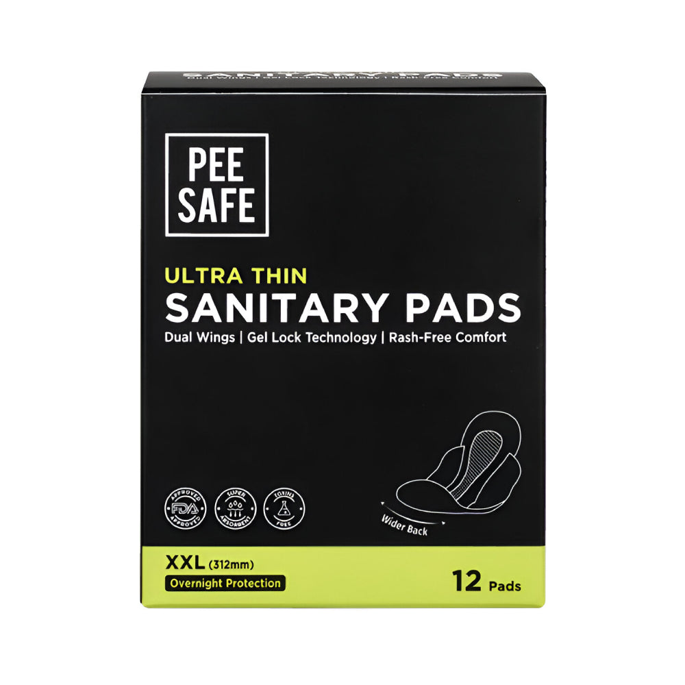 Pee Safe Pads 12Pads XXL Ultra Thin Pads With Wings Long Night Extra