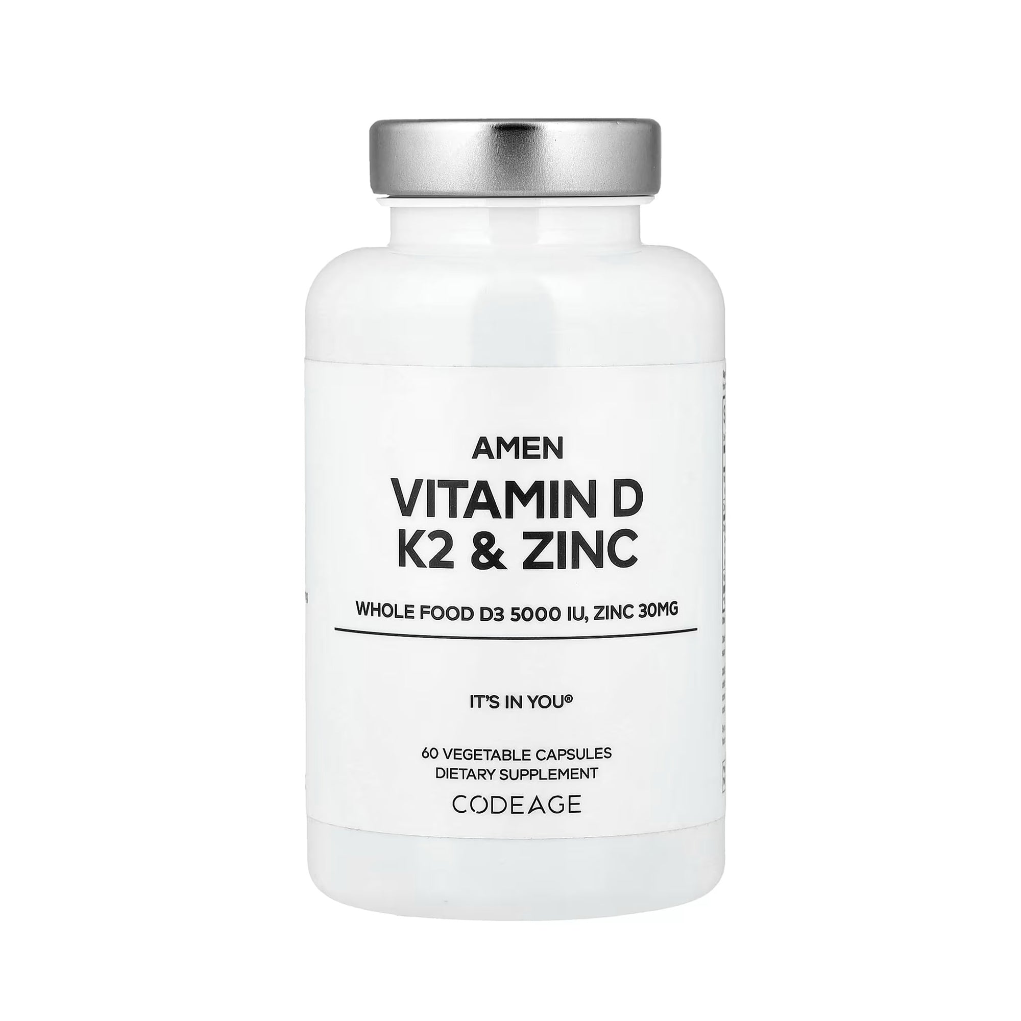 Codeage Amen Vitamin D, Zinc & K2 - 60 Vegetable Capsules