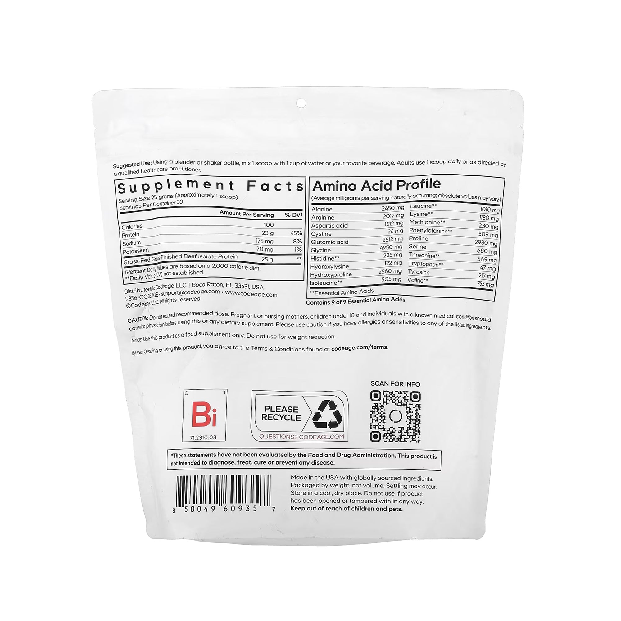 Codeage Beef Isolate Protein Powder - 1.65 lb (750 g)