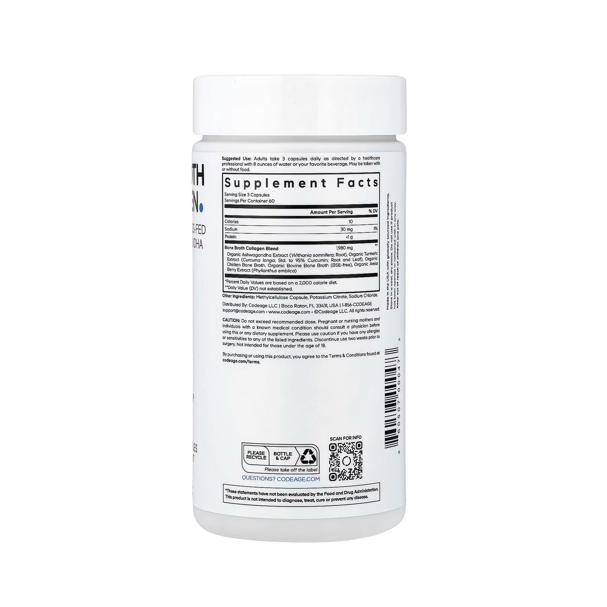Codeage  Bone Broth Collagen - 180 Capsules