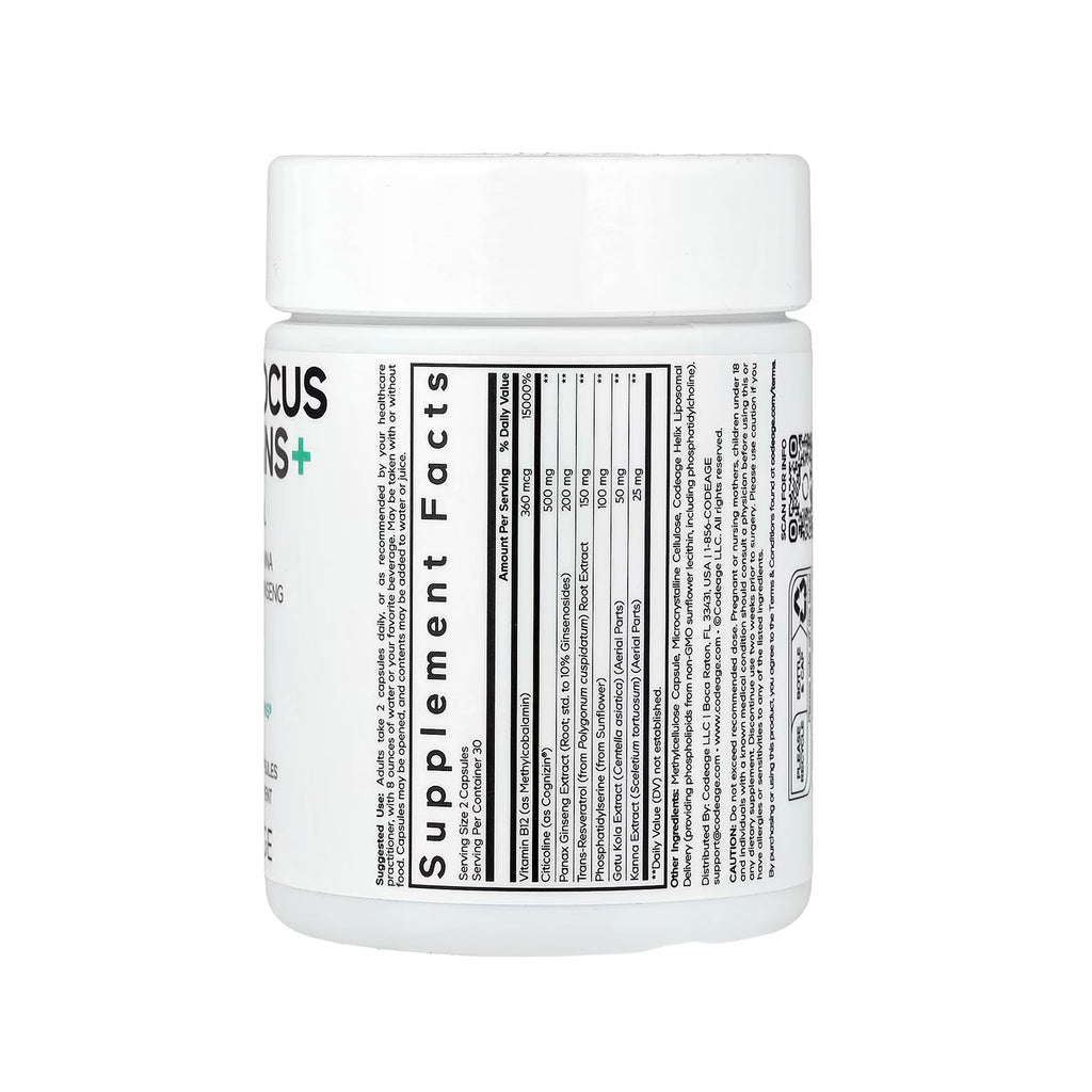 Codeage Brain Focus Vitamins+  60 Vegetable Capsules
