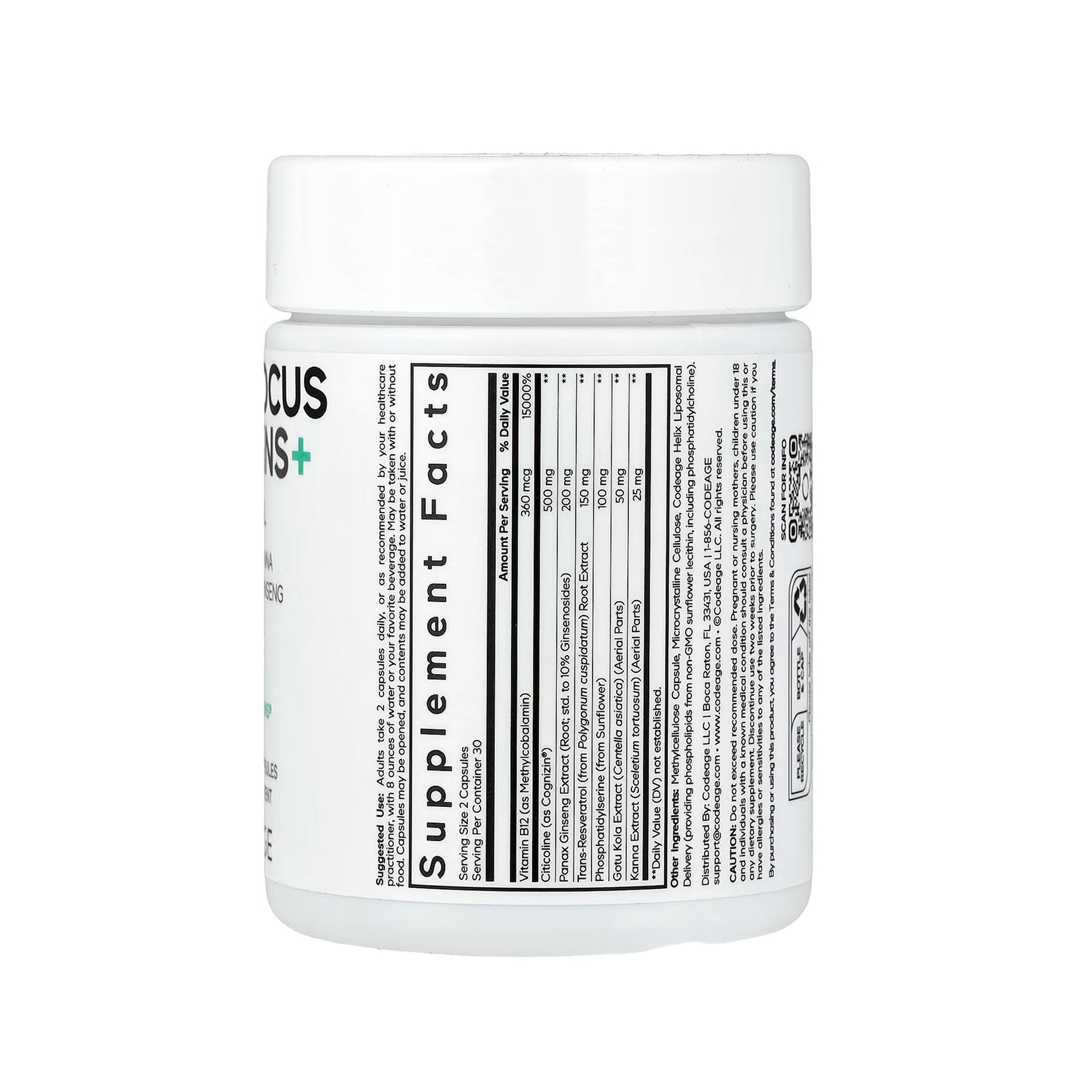 Codeage Brain Focus Vitamins+  60 Vegetable Capsules