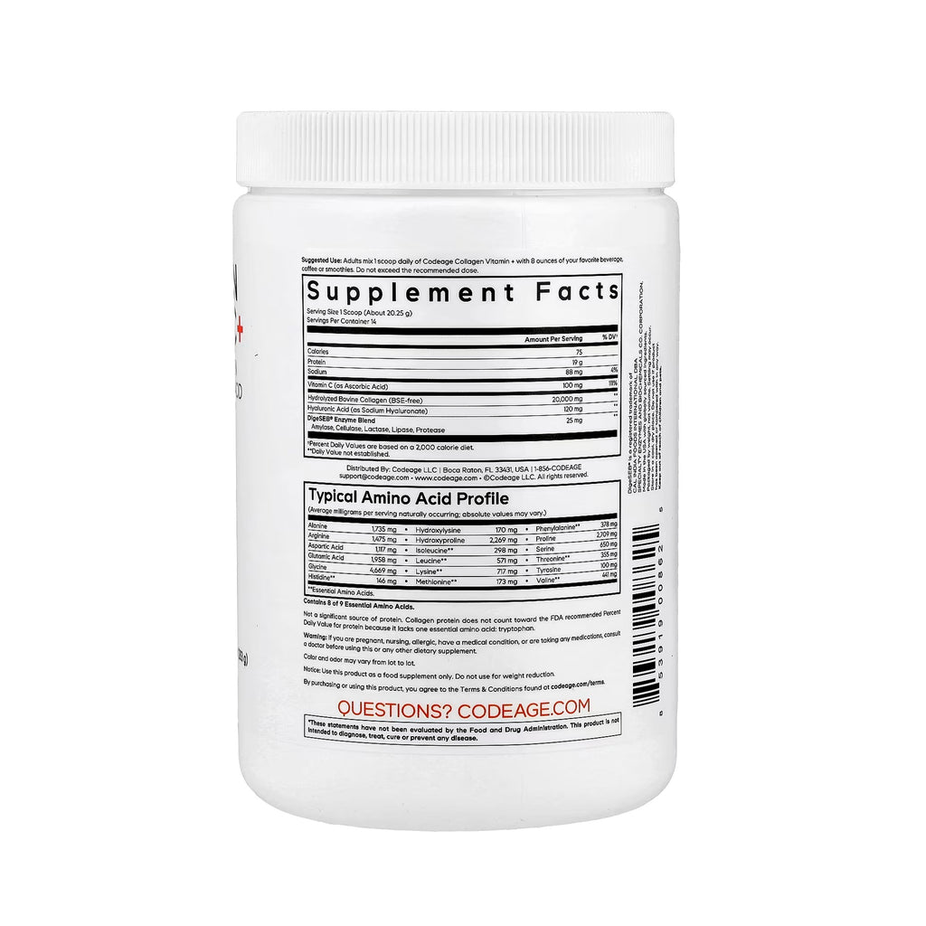 Codeage Collagen Vitamin C+ Powder Unflavored - 9.98 oz (283g)