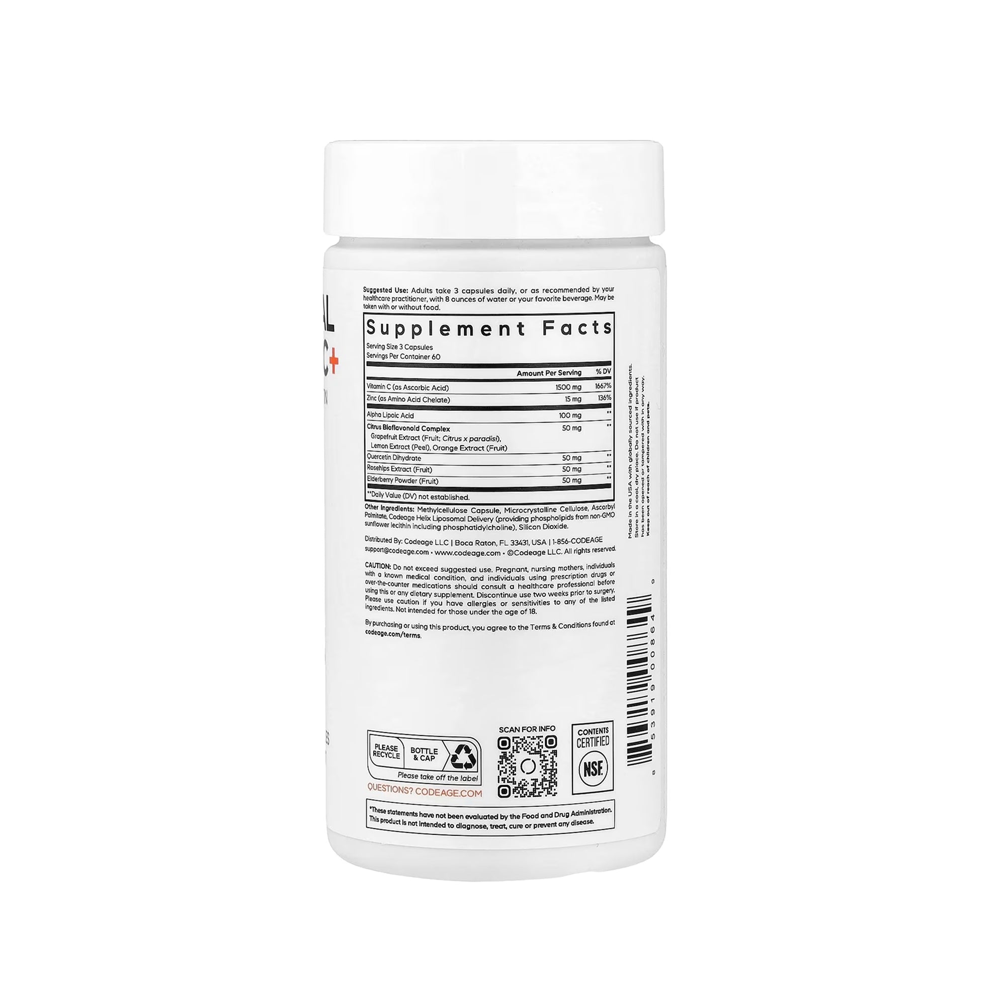 Codeage Liposomal Vitamin C+  - 180 Vegetable Capsules