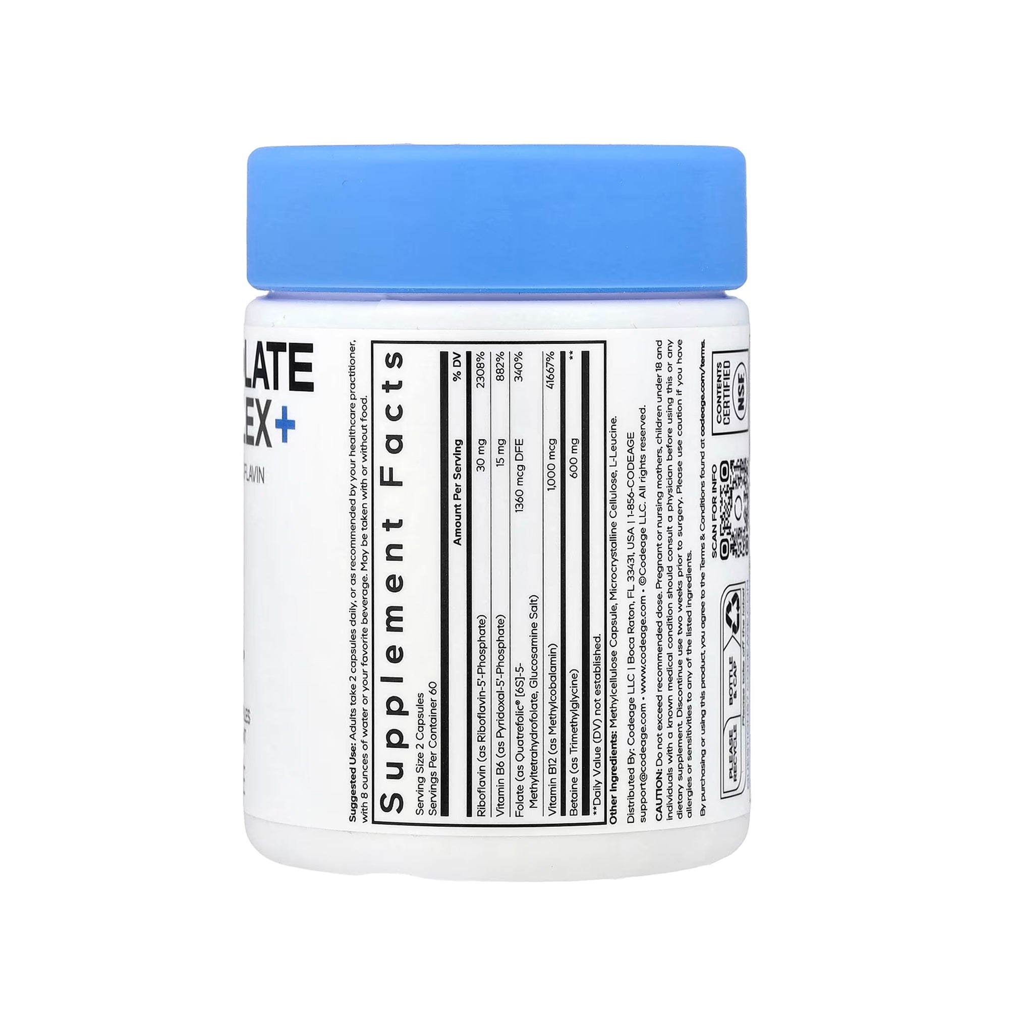 Codeage Methylfolate B Complex+ 120 Vegetable Capsules
