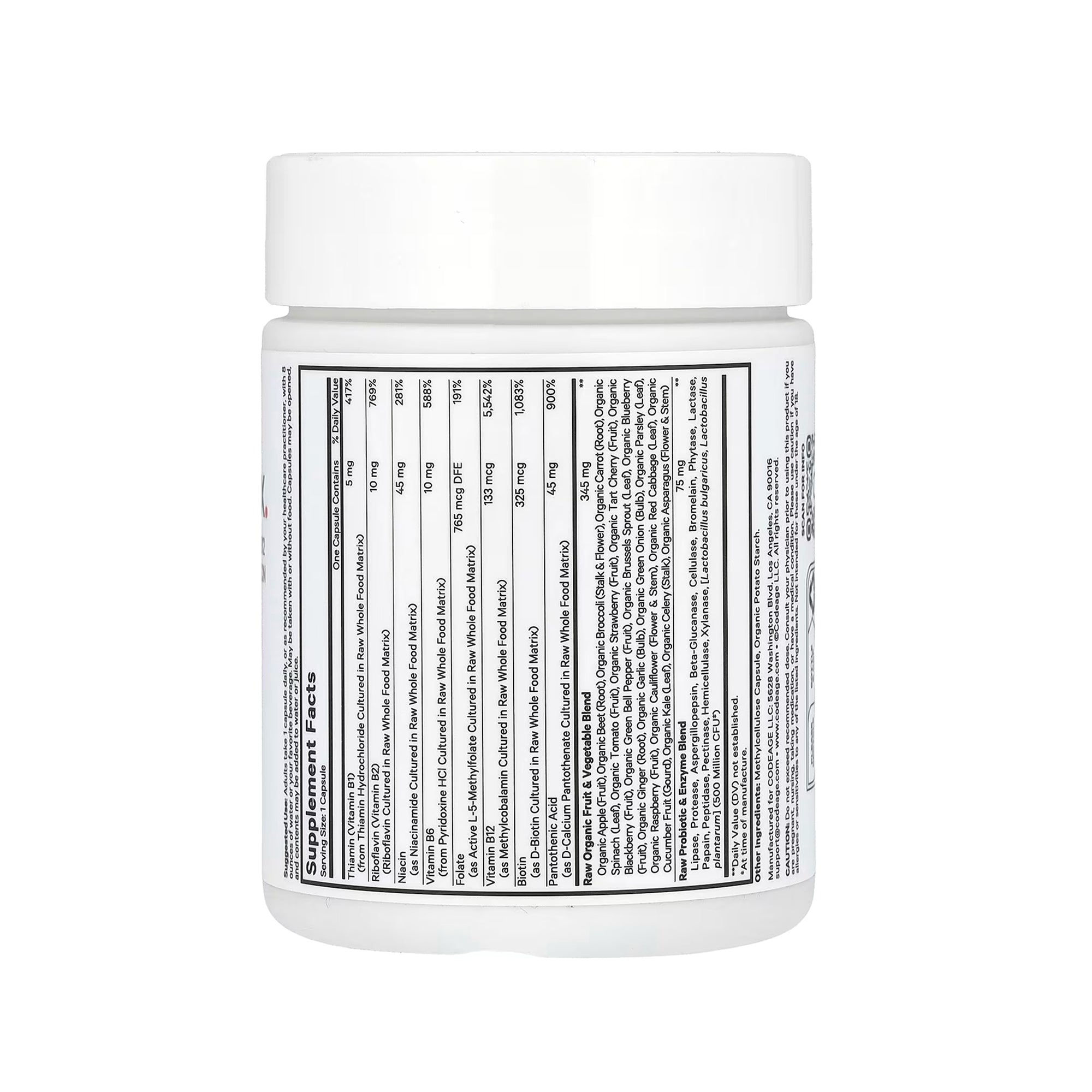 Codeage Raw Vitamin B-Complex - 60 Vegetable Capsules