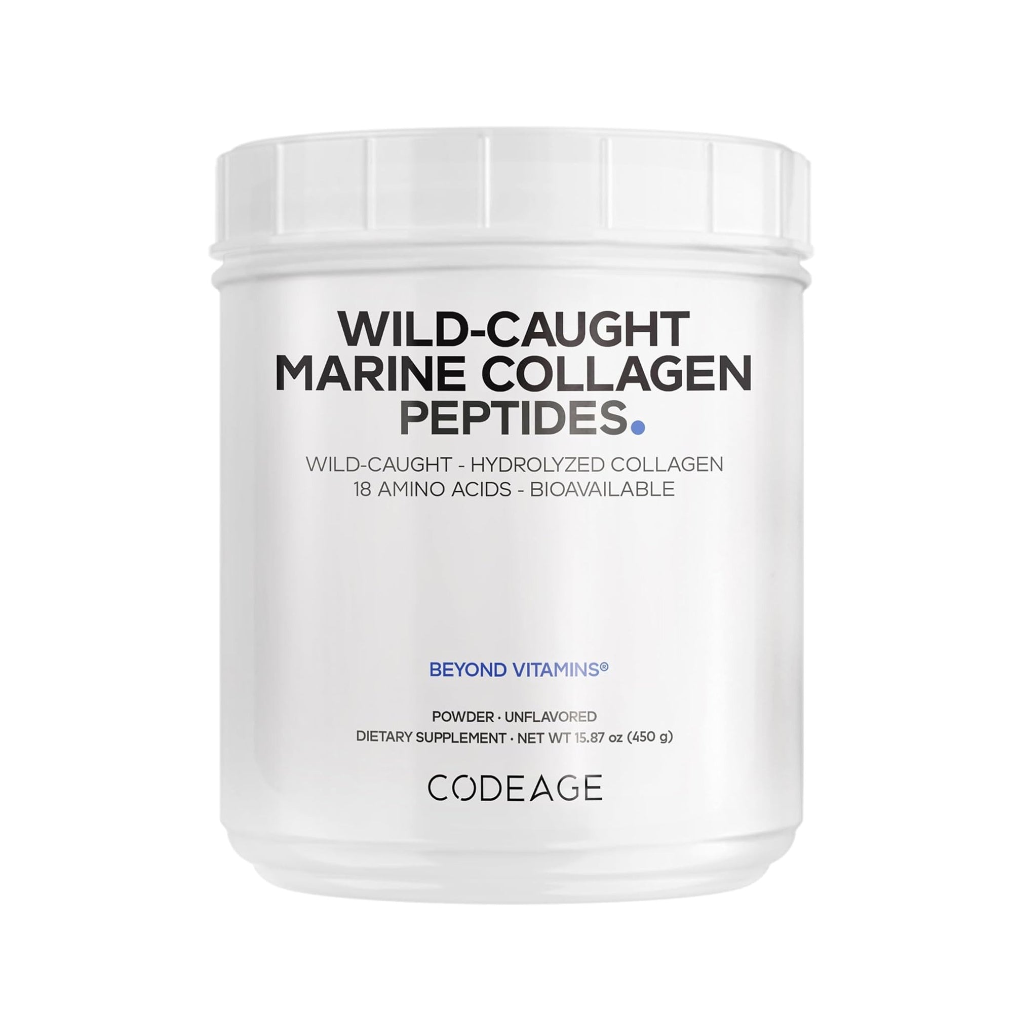 Codeage Wild-Caught Marine Collagen Peptides Powder Unflavored - 15.87 oz (450g)