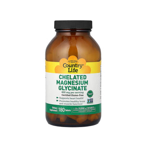 Country Life Chelated Magnesium Glycinate 400 mg- 180 Tablets