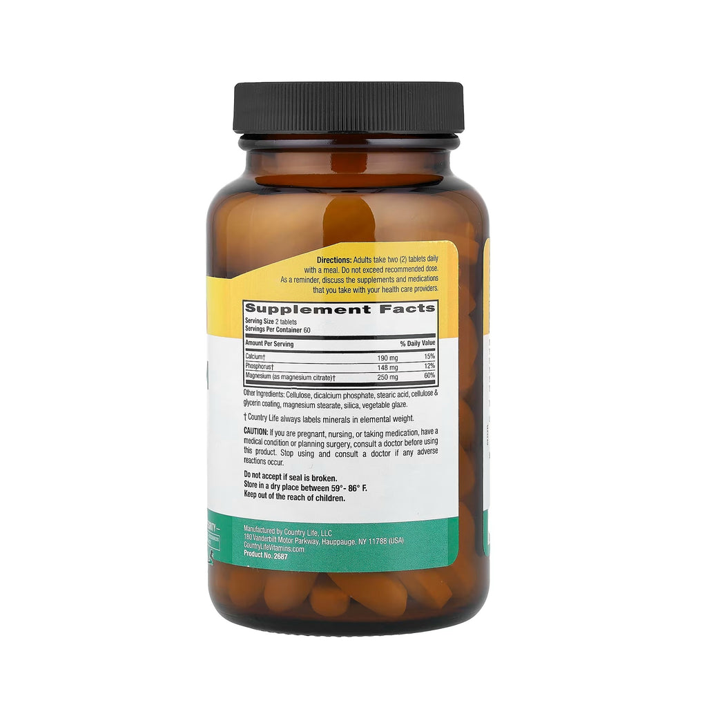 Country Life Magnesium Citrate 250 mg - 120 Tablets