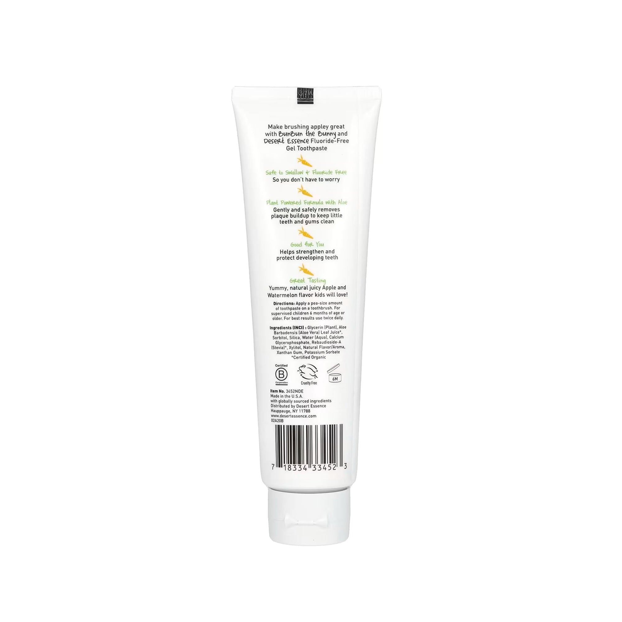 Desert Essence Green Apple Watermelon Toothpaste Gel for kids - 4.7 oz (133 g)