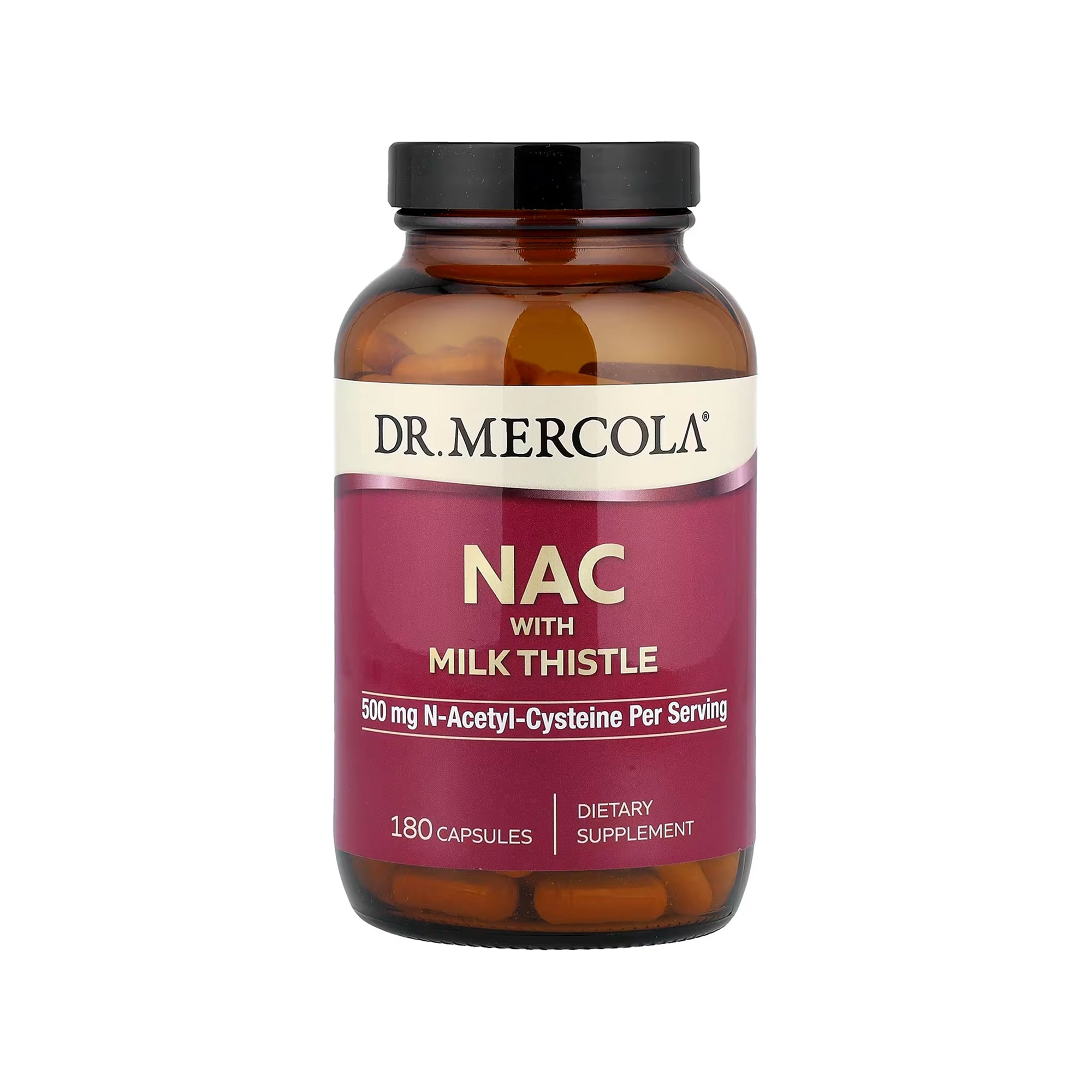 Dr. Mercola NAC مع Milk Thistle 500 ملغ - 180 كبسولة