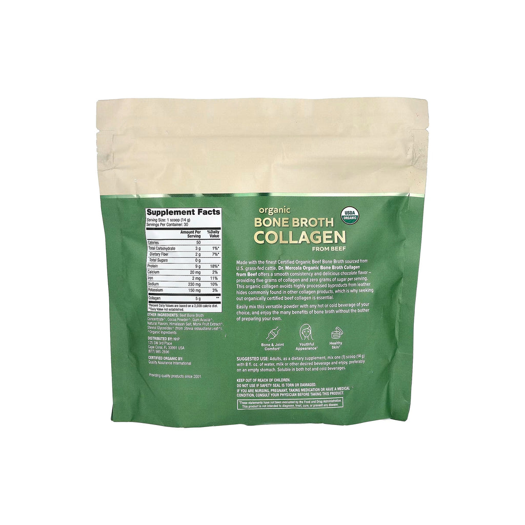Dr. Mercola Organic Bone Broth Collagen Powder (Chocolate) 14.81 oz (420 g)