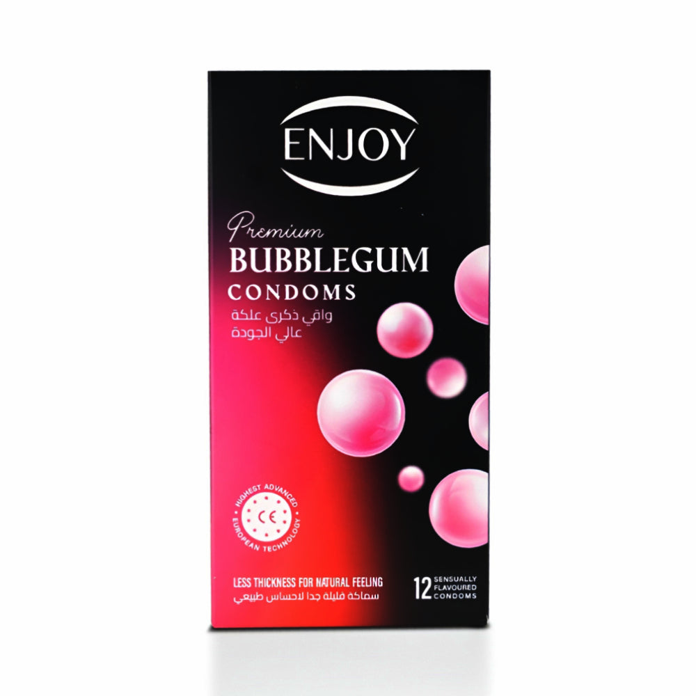 Enjoy Condoms 12pc Premium Bubble Gum Flavor Natural Sensation