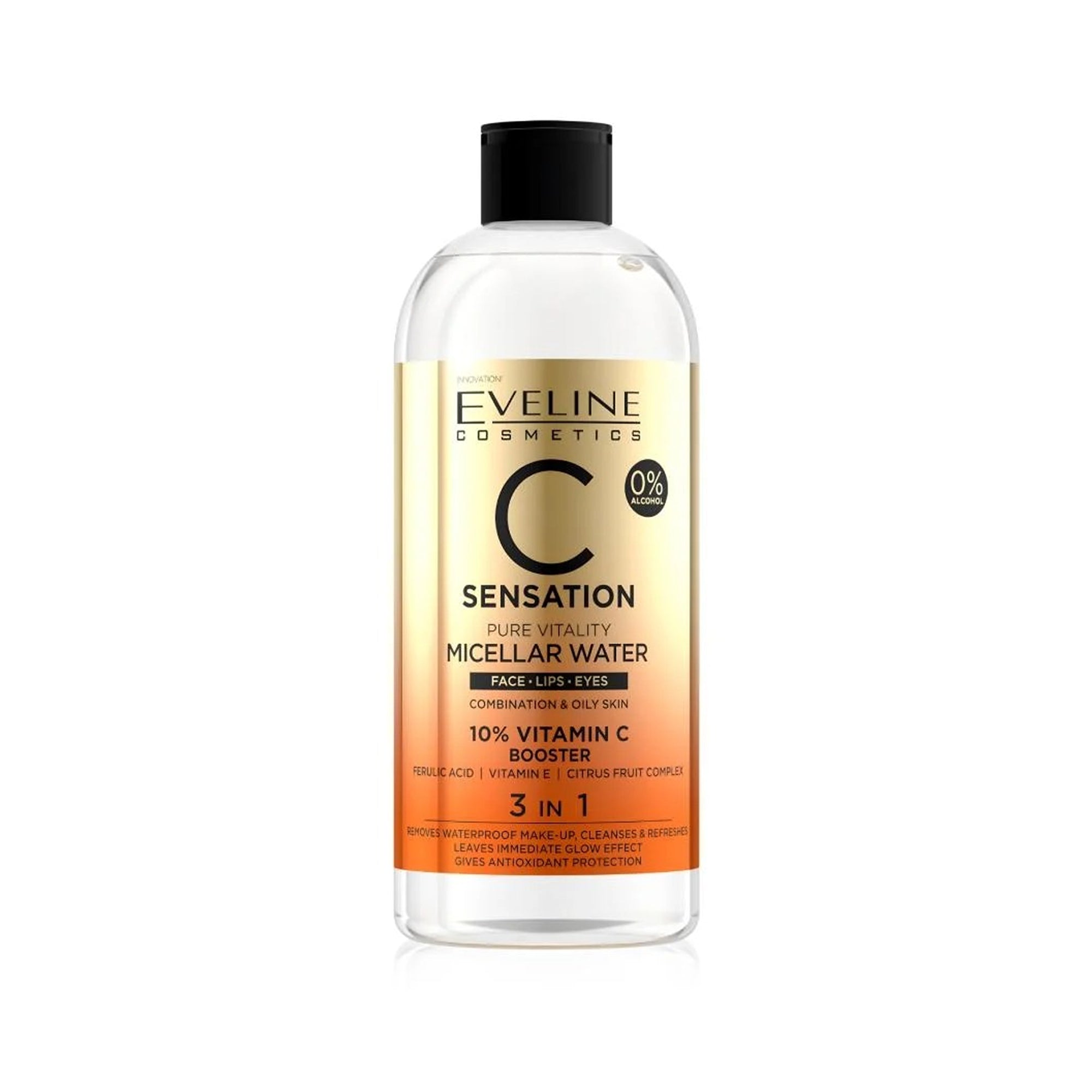 Eveline Micellar Water Makeup Remover 400ml Sensation With Vitamin C