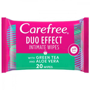 Carefree feminine wipes 20pc green tea and aloe vera