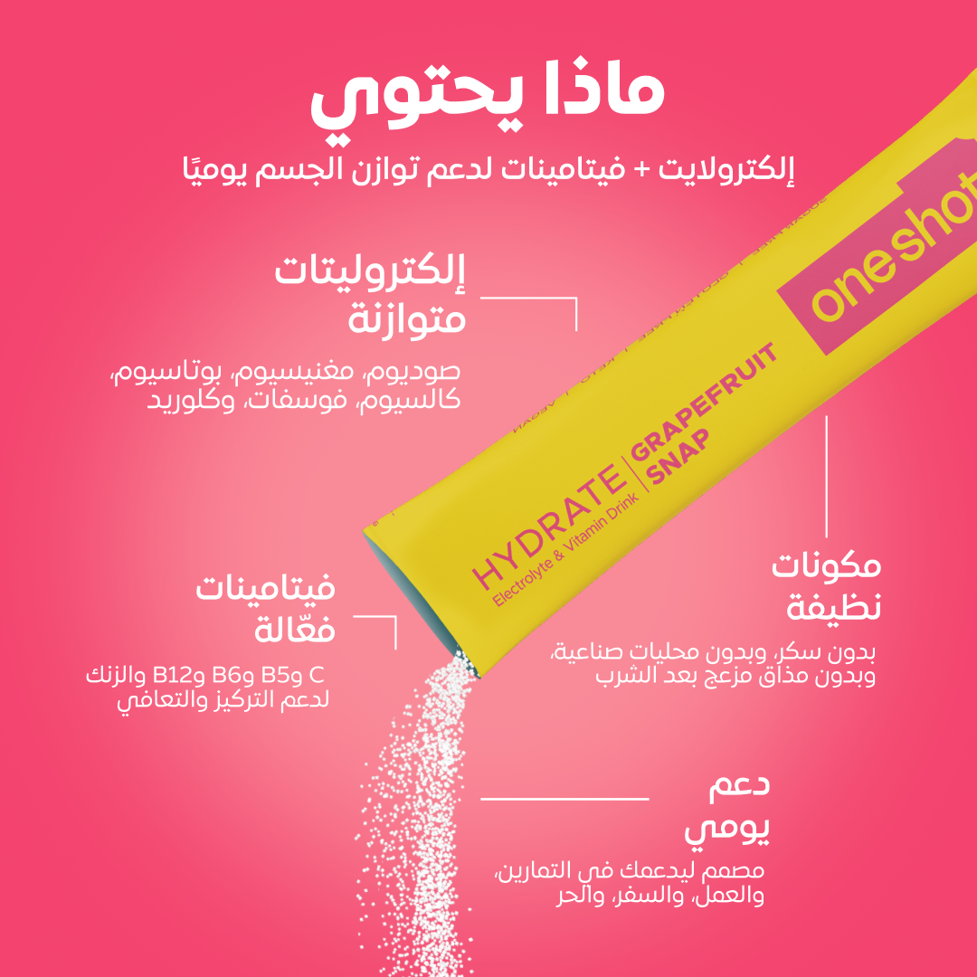 Oneshot Hydrate Grapefruit Snap Electrolyte Drink 14 Sticks