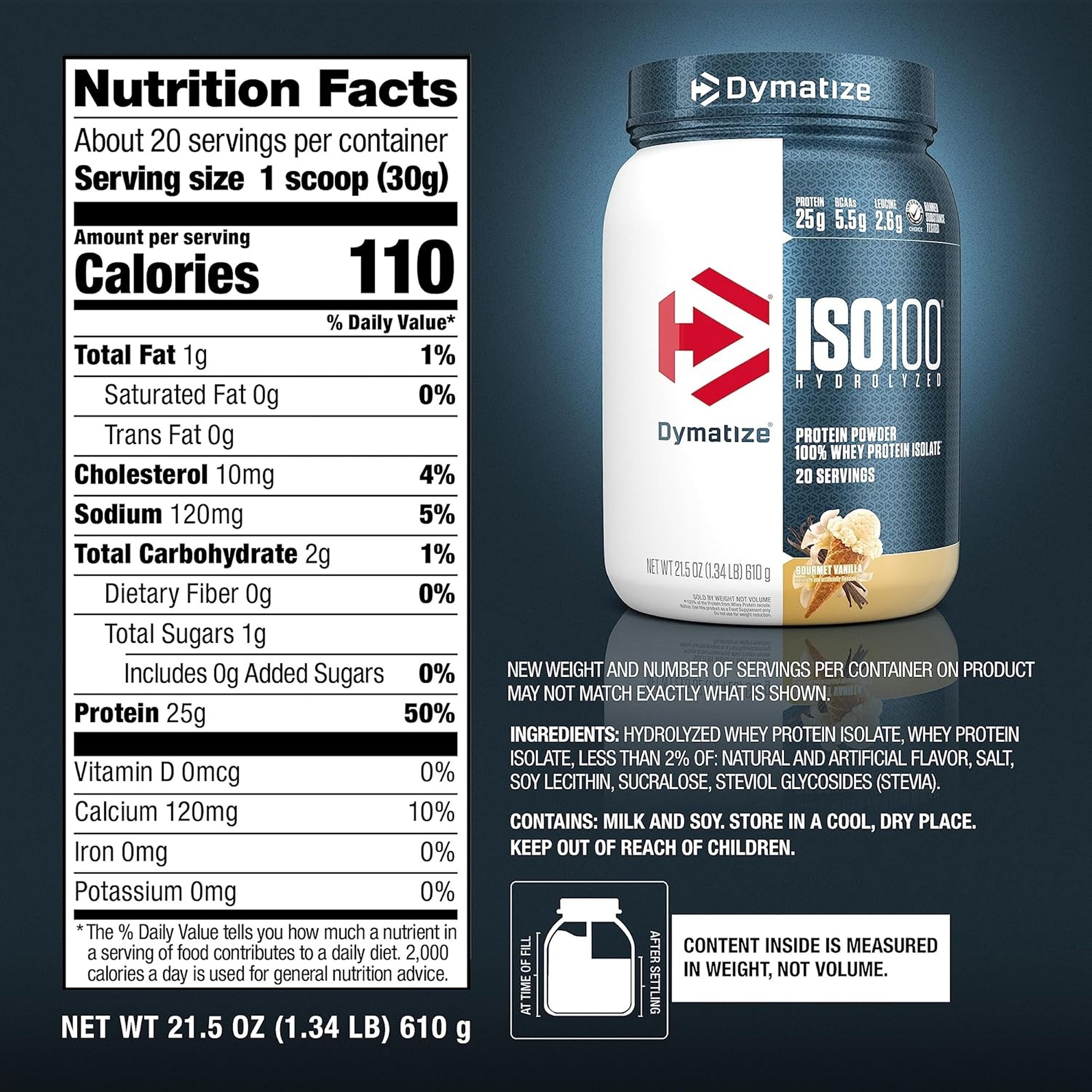 Dymatize ISO 100 - Gourmet Vanilla - 20 Ser - 1.34 LB