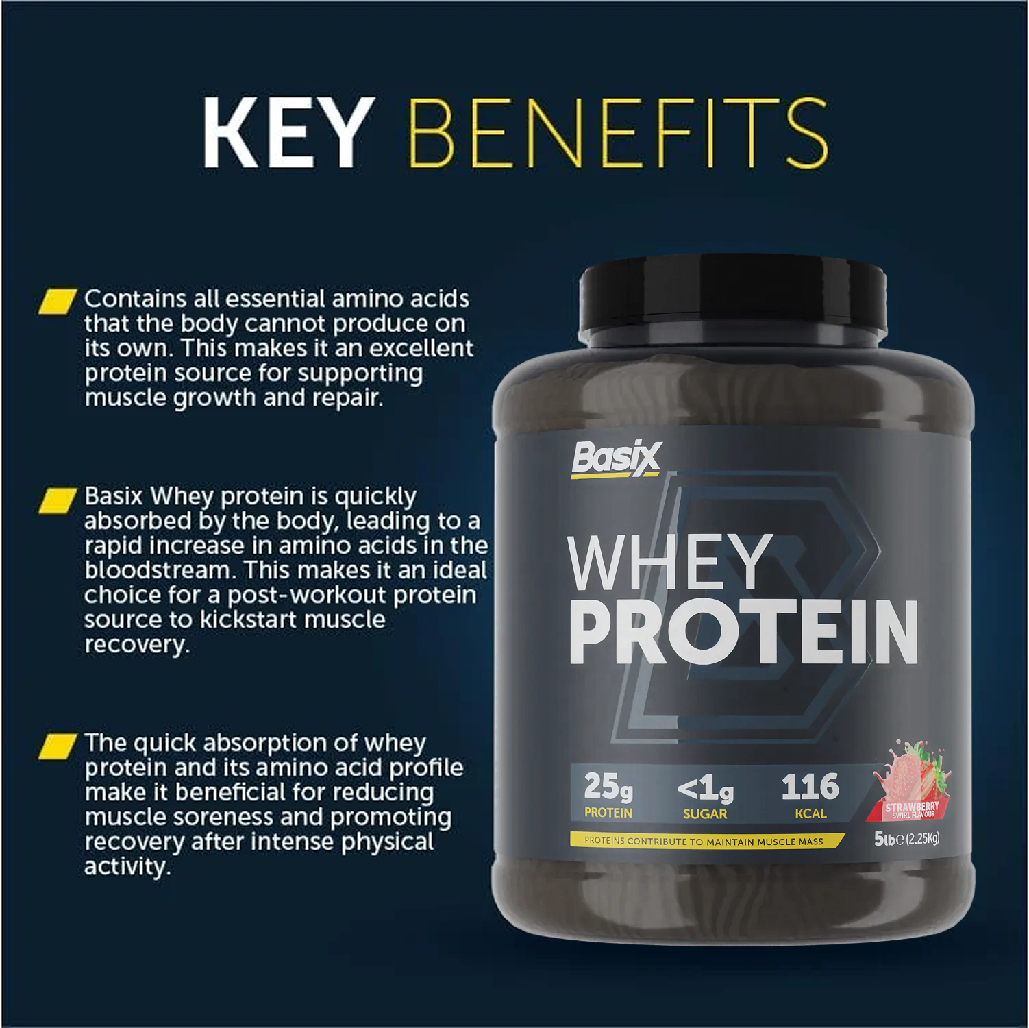 Basix Muscle Whey Protein Strawberry Swirl 5 LB