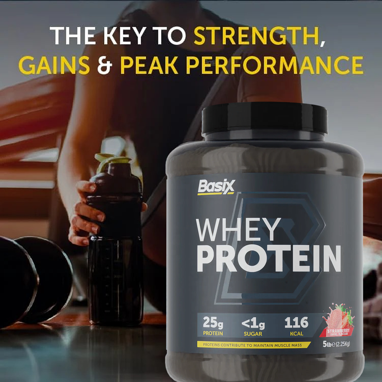 Basix Muscle Whey Protein Strawberry Swirl 5 LB