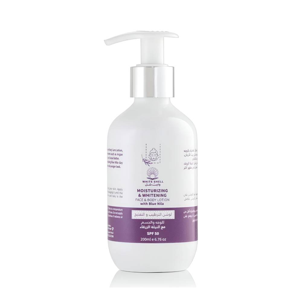 White Shell Lotion 200ml Moisturizing And Brightening For Face And Body With Blue Nila