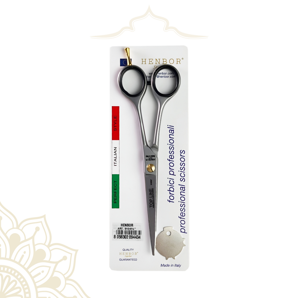 Henbor Hair Scissors Top Line Steel And Finger Rest Size 6.5