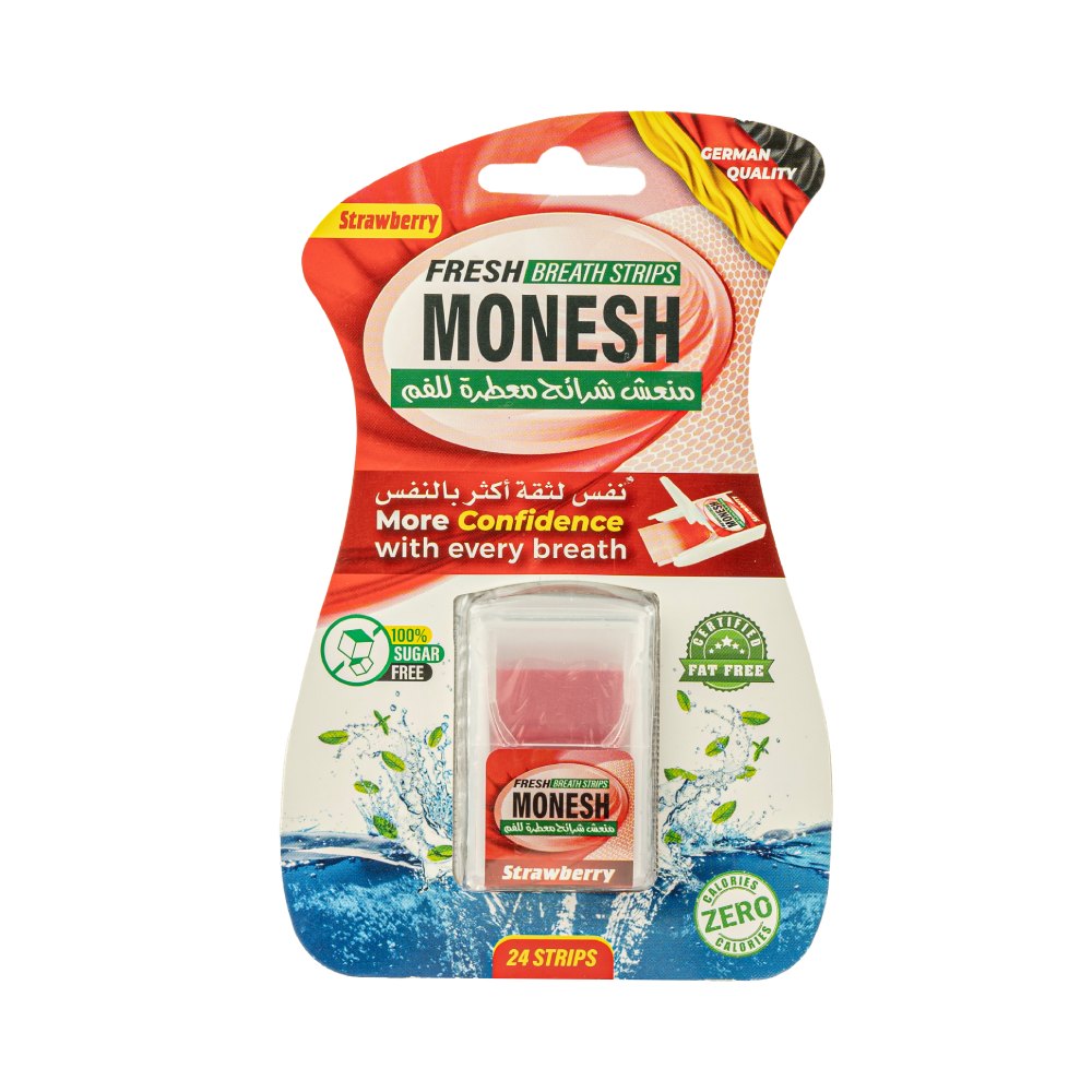 Monesh mouth freshener strips 24pc strawberry