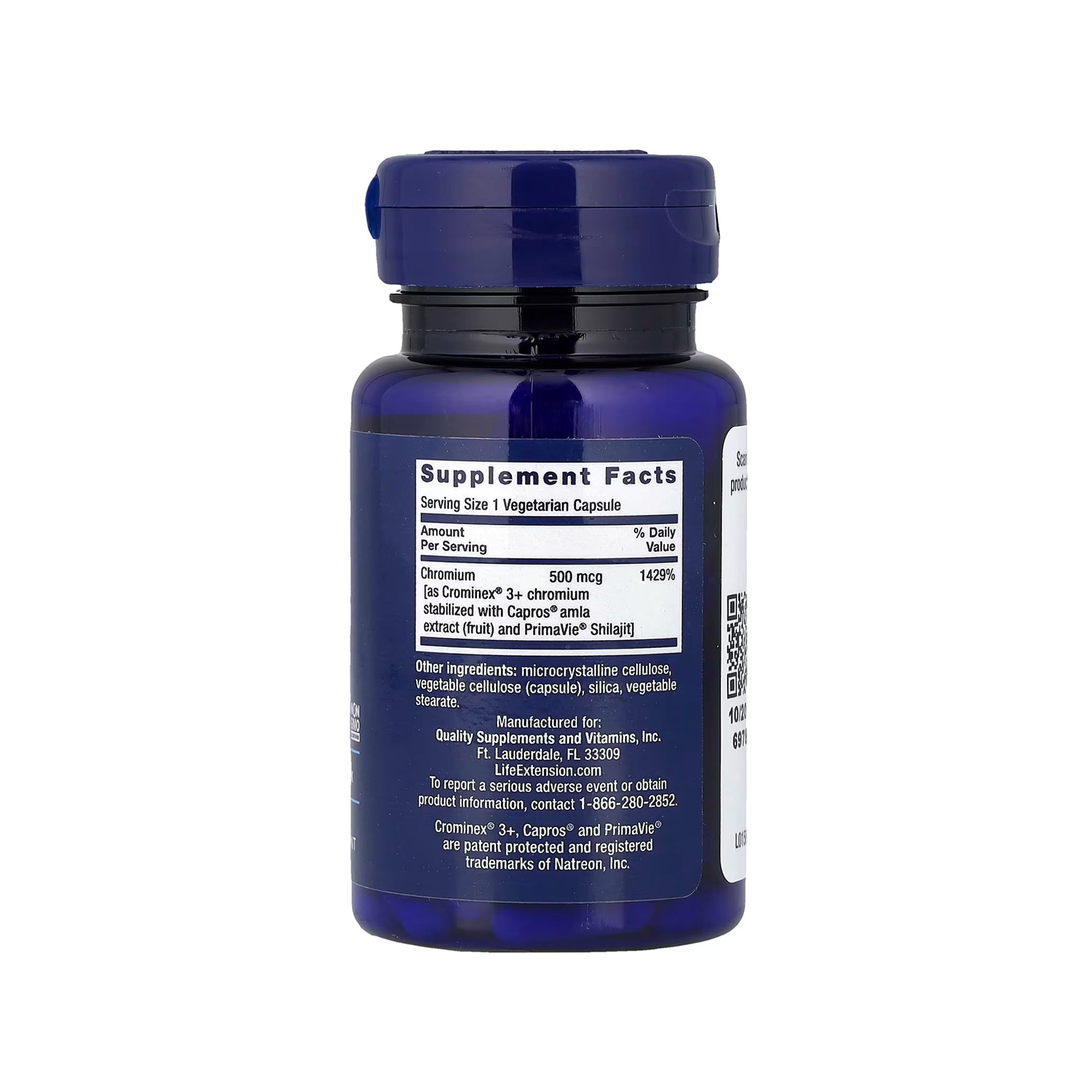 Life Extension Optimized Chromium with Crominex 3+ 500 mcg - 60 Vegetarian Capsules