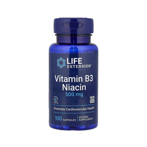 Life Extension Vitamin B3 Niacin 500 mg - 100 Capsules