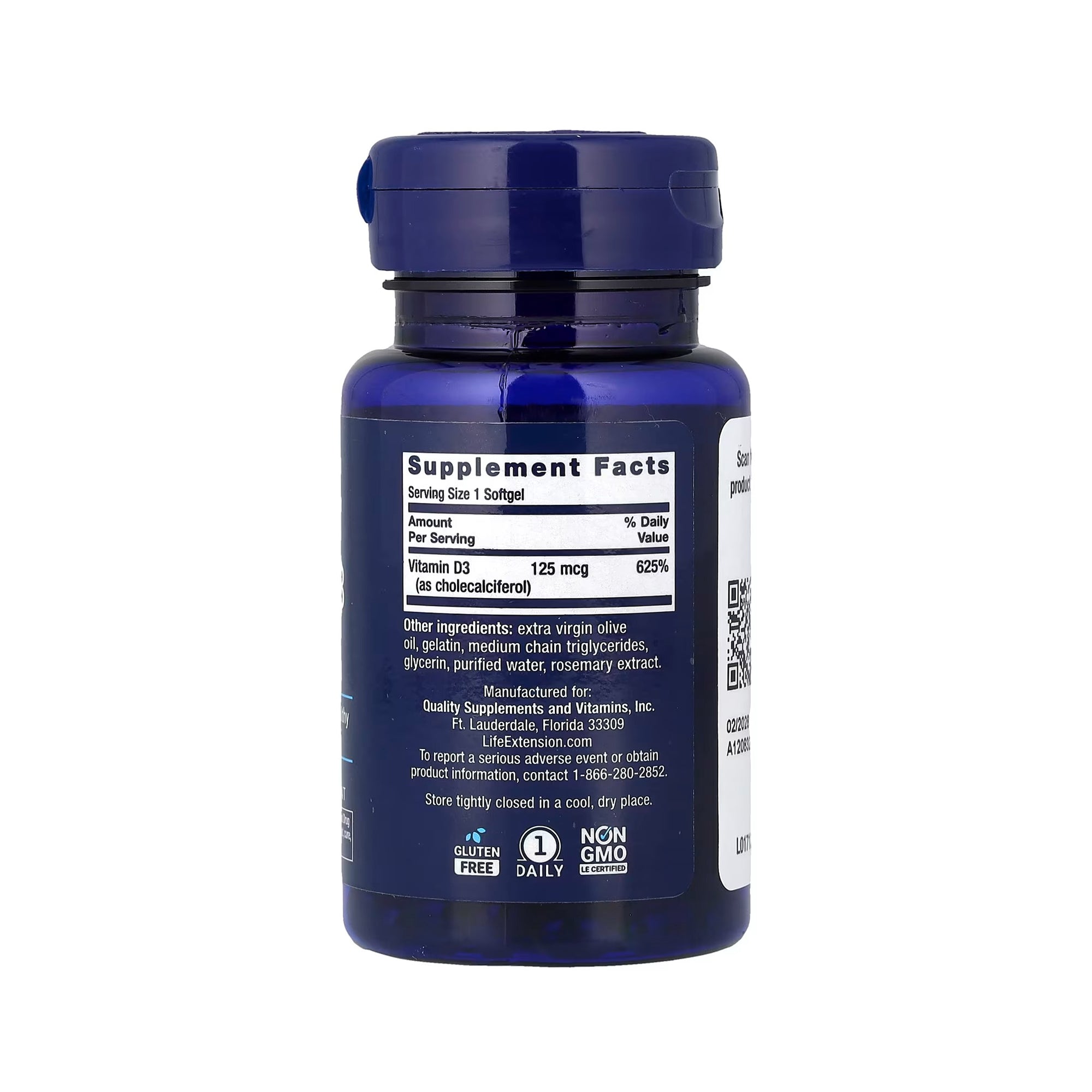 Life Extension Vitamin D3 125 mcg (5000 IU) - 60 Softgels