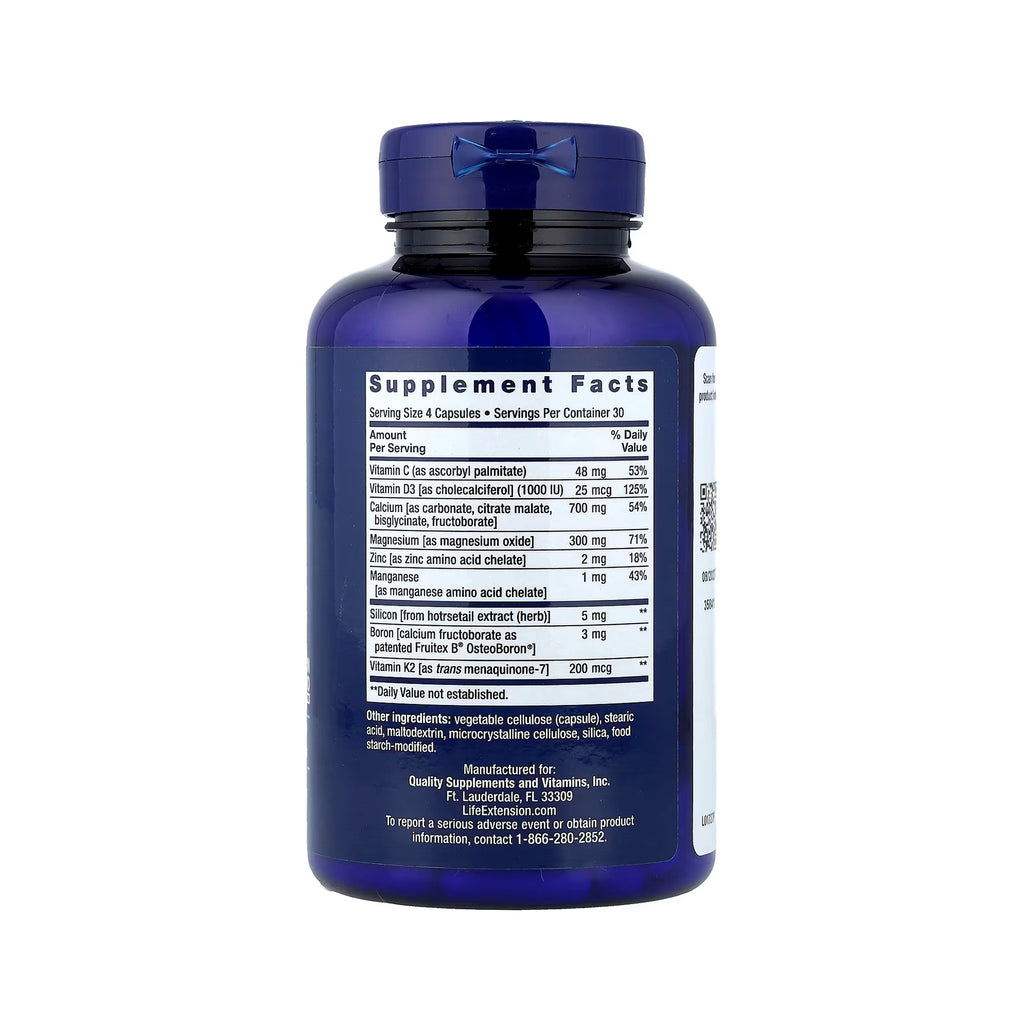 Life Extension Bone Restore Calcium Supplement with Vitamin K2 - 120 Capsules