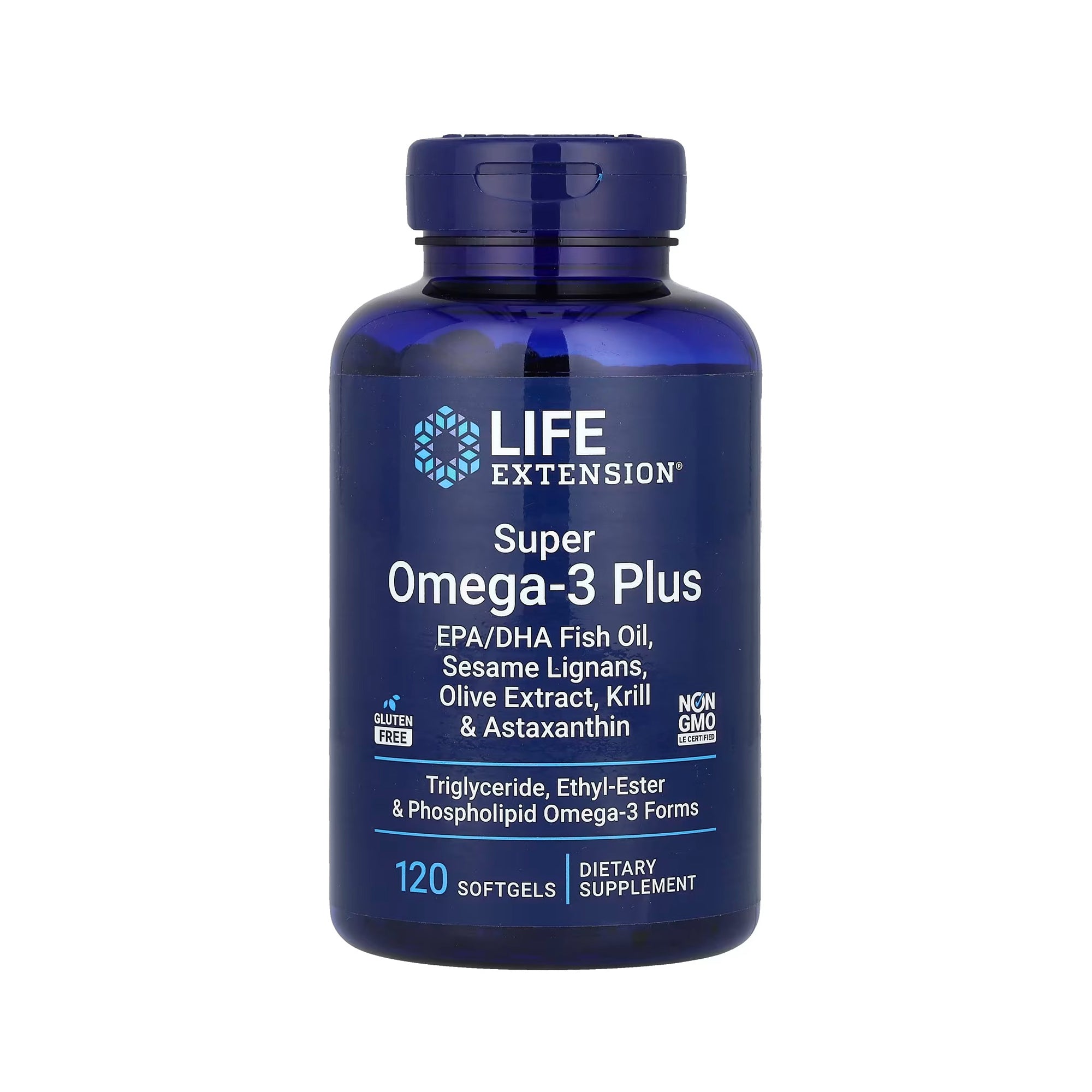 Life Extension سوبر أوميجا-3 بلس EPA/DHA زيت السمك، سيسامول، مستخلص الزيتون، الكريل والأستاكسانثين - 120 كبسولة هلامية