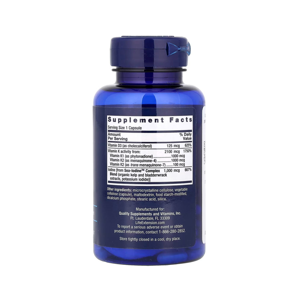 Life Extension Vitamins D and K with Sea-Iodine - 60 Capsules