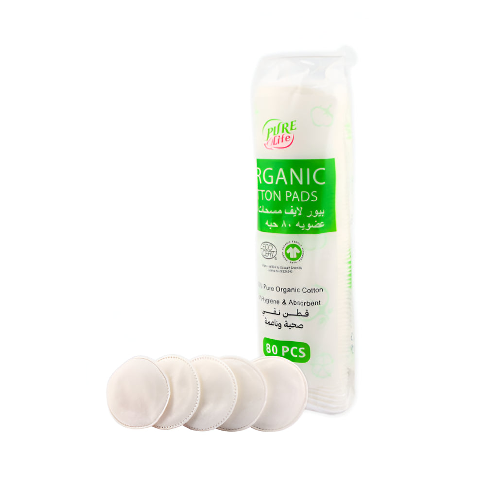 Pure Life Rounded Cotton Pads 80pc Organic